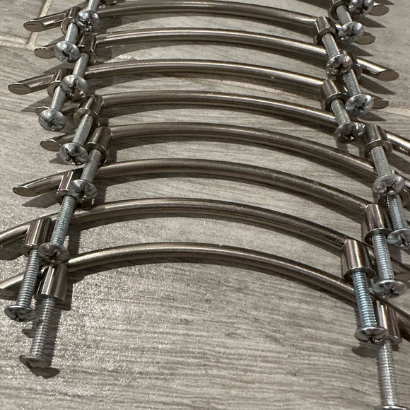 20 hardware handles, drawer pulls, Curved brushed nickel door handles, kitchen - Picture 7 of 9